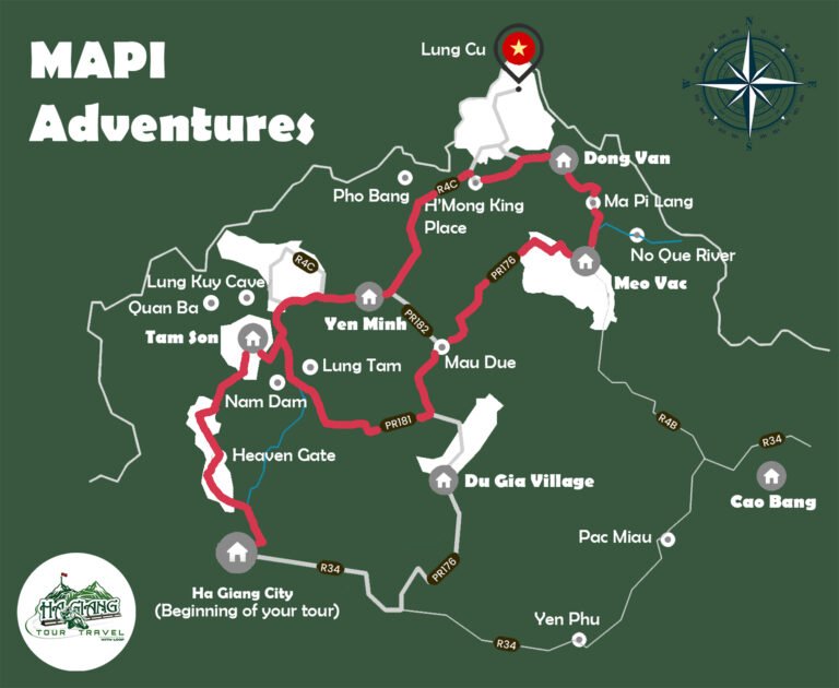 Map 2 days for ha Giang Loop