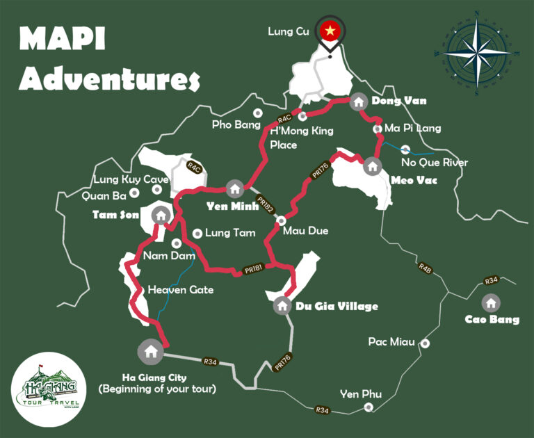 Map 3 days for Ha Giang loop