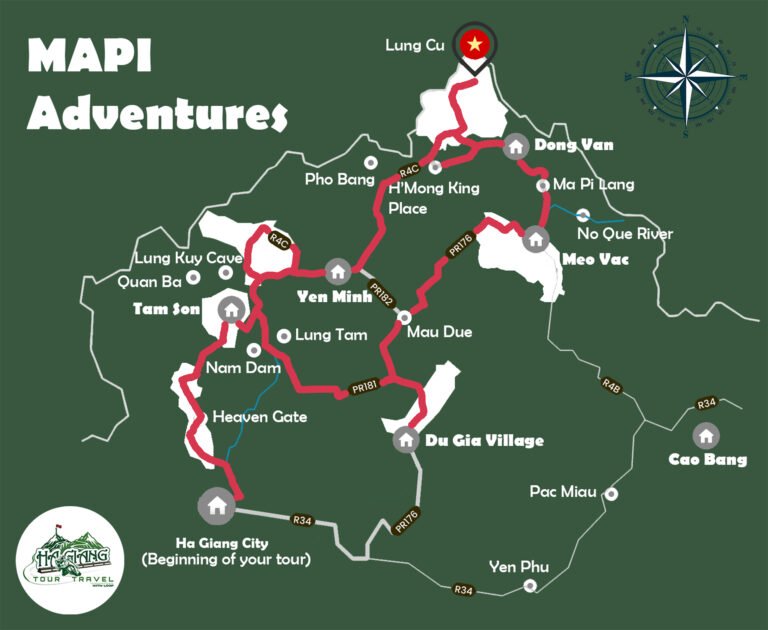 Map 4 days for Ha giang Loop