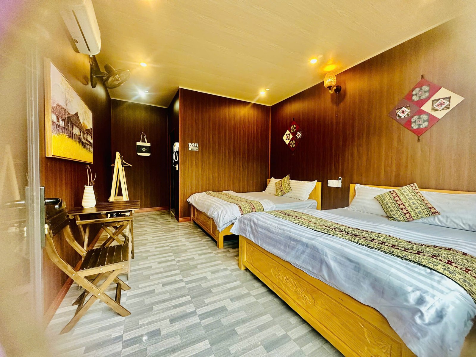 Homestay sleeping room in the evening